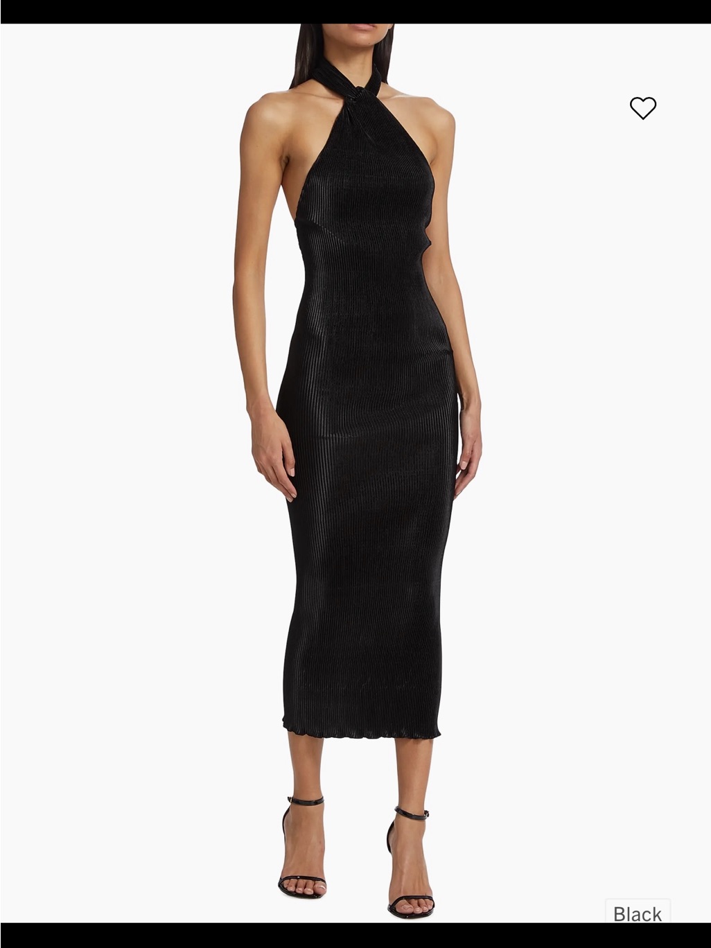Lidee Black Halter Ribbed Midi Dress - Elegant Evening Wear